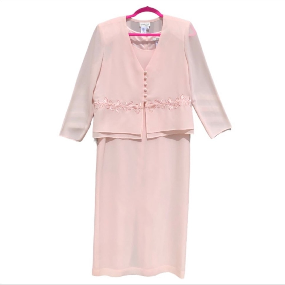 Coldwater Creek 2-pc Pale Pink Dressy Outfit with Embroidered Details (P8)